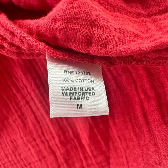 Xirena Avery Top Apple Red Size Medium Cotton Gauze Deep V Rolled Cap Sleeve - Picture 5 of 7